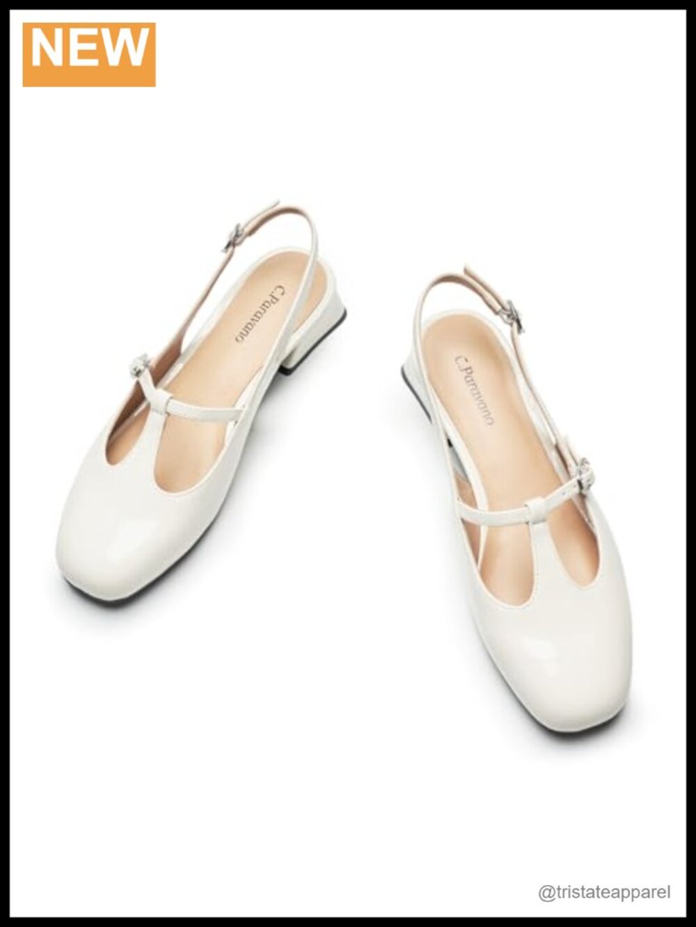 Slingback Heels Women T-Strap Mary Jane Low Heel Dress Shoes